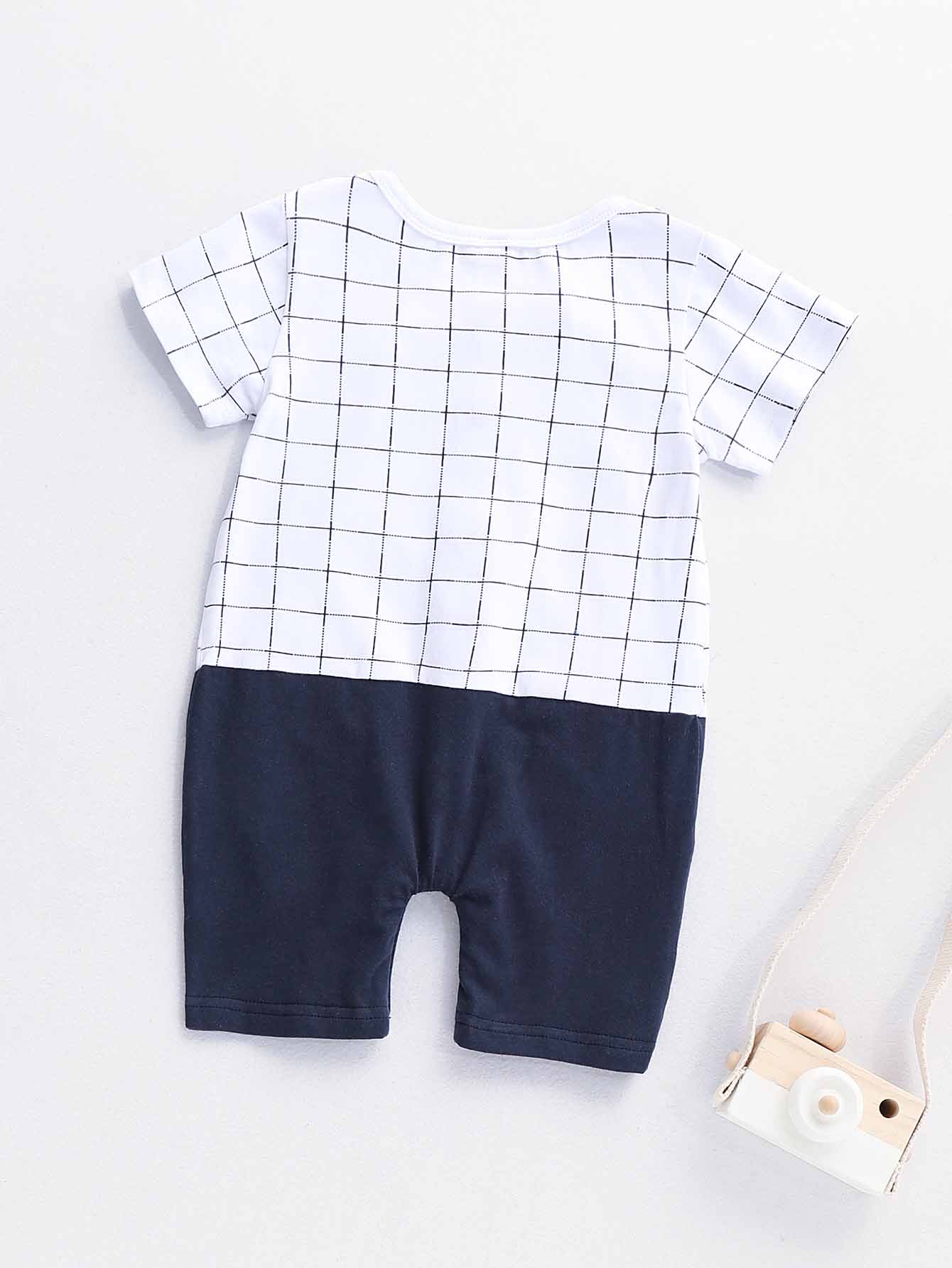 Little Bear Applique Plaid Jumpsuit, zoerea.com