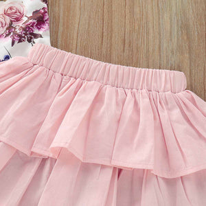 Rose Printed Bodysuit And Solid Skirt Set, zoerea.com