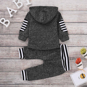 2-piece Casual Striped Long-sleeve Hooded and Pants Set, zoerea.com