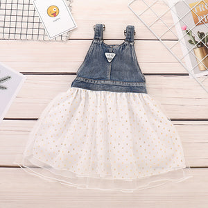 Toddler Baby Girls' Basic Daily Patchwork Sleeveless Knee-length Dress, zoerea.com