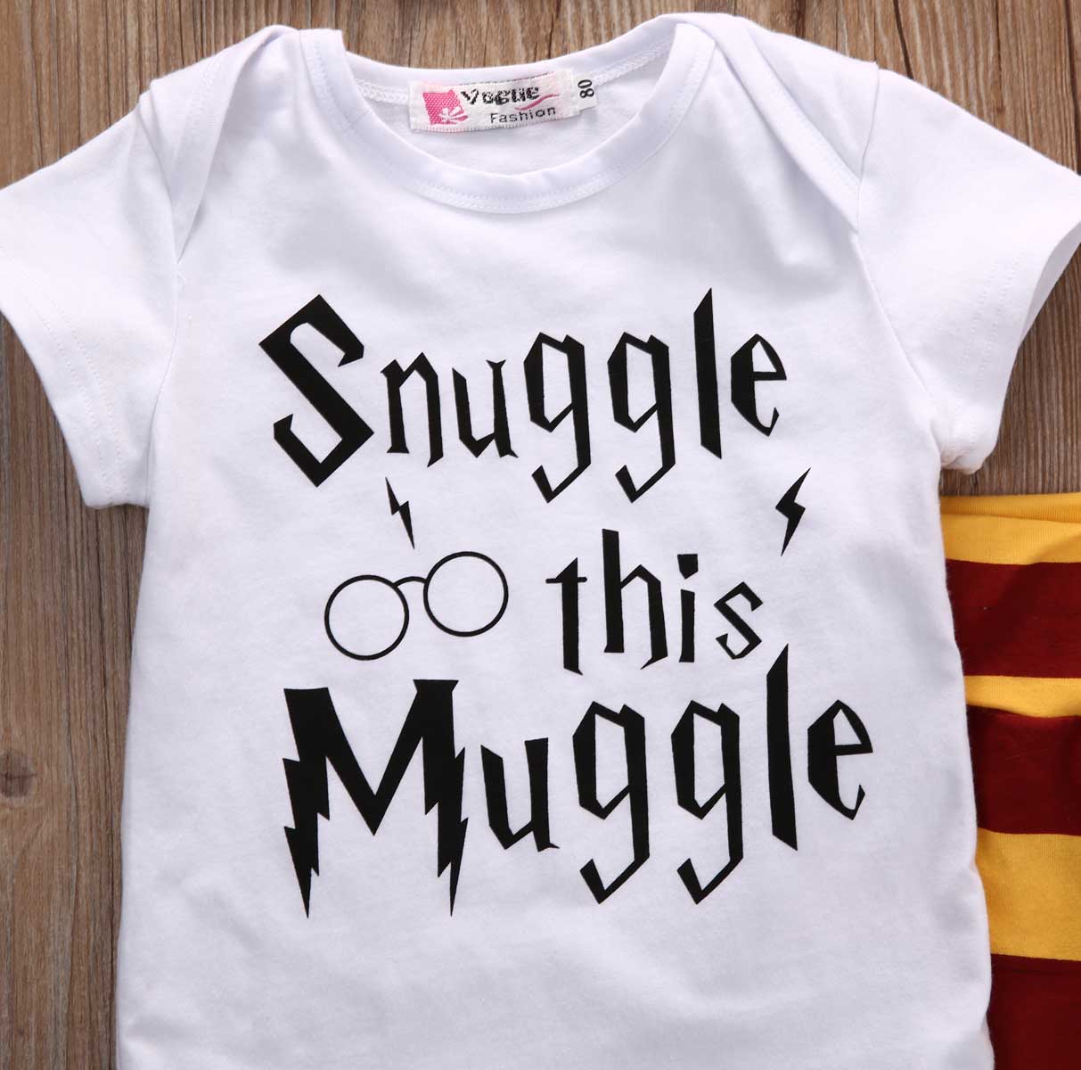3-piece Letters Print Bodysuit Stripes Pants with Hat for Baby, zoerea.com
