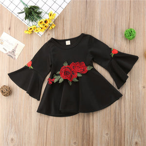 Toddler Kids Baby Girls Lovely  Long Sleeve Ruffle Printing Party Dress, zoerea.com