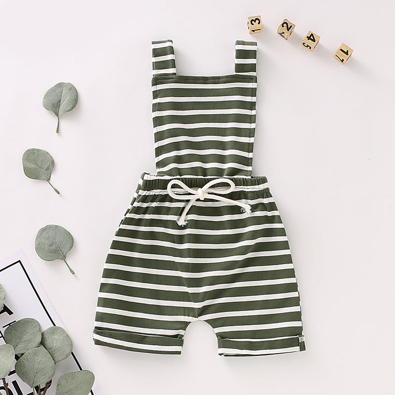 Baby Girls' Basic Striped Bow / Print Sleeveless Overall & Jumpsuit, zoerea.com