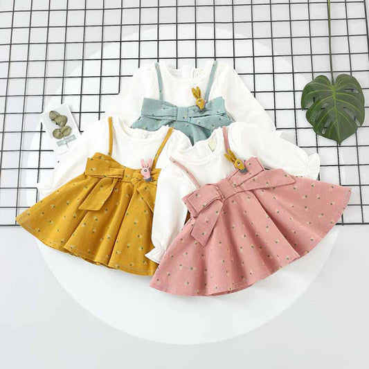 Cute Ruffled Floral Print Faux-two Dress, zoerea.com