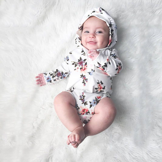 Stylish Floral Hooded Jumpsuit For Baby, zoerea.com