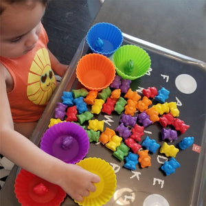 Counting Bears With Stacking Cups Montessori Rainbow Matching Game Toys, zoerea.com