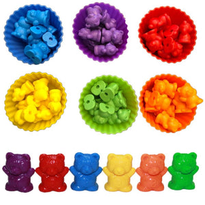 Counting Bears With Stacking Cups Montessori Rainbow Matching Game Toys, zoerea.com