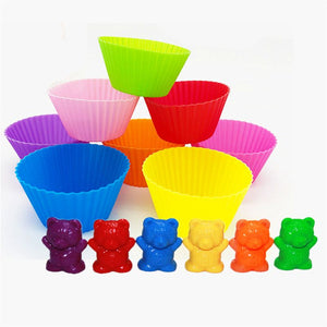 Counting Bears With Stacking Cups Montessori Rainbow Matching Game Toys, zoerea.com