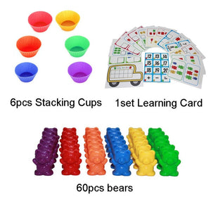 Counting Bears With Stacking Cups Montessori Rainbow Matching Game Toys, zoerea.com