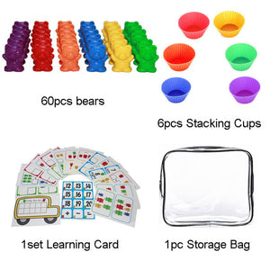 Counting Bears With Stacking Cups Montessori Rainbow Matching Game Toys, zoerea.com