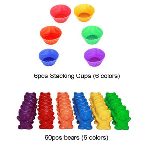 Counting Bears With Stacking Cups Montessori Rainbow Matching Game Toys, zoerea.com