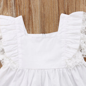 White Lace Toddler Kids Girls Summer Floral Pageant Party Dress, zoerea.com