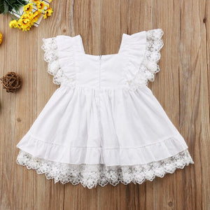 White Lace Toddler Kids Girls Summer Floral Pageant Party Dress, zoerea.com