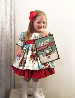 Toddler Kid Baby Girl Christmas XMAS Flared Party Santa Swing Dress, zoerea.com