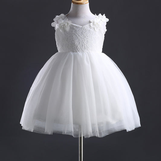 Girl Kid Formal Lace Bow Princess Bridesmaid Flower Wedding Dress, zoerea.com