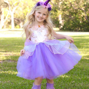 Kid Girl Chiffon 3D Unicorn Bridesmaid Formal Sleeveless Dress, zoerea.com