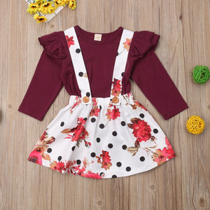 Kids Baby Girl Fly Sleeve Tops Floral Tutu skirt Party Princess Dress, zoerea.com