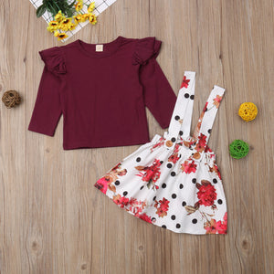 Kids Baby Girl Fly Sleeve Tops Floral Tutu skirt Party Princess Dress, zoerea.com