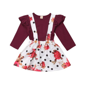 Kids Baby Girl Fly Sleeve Tops Floral Tutu skirt Party Princess Dress, zoerea.com