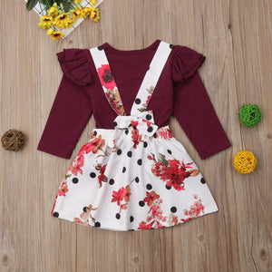 Kids Baby Girl Fly Sleeve Tops Floral Tutu skirt Party Princess Dress, zoerea.com