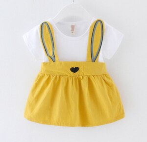 Baby Girls Kids Cartoon Lovely Rabbit Short Sleeve Cotton Dresses, zoerea.com