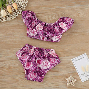 Newborn Baby Girl Summer Floral Clothes Set Off-Shoulder Tops Shorts, zoerea.com