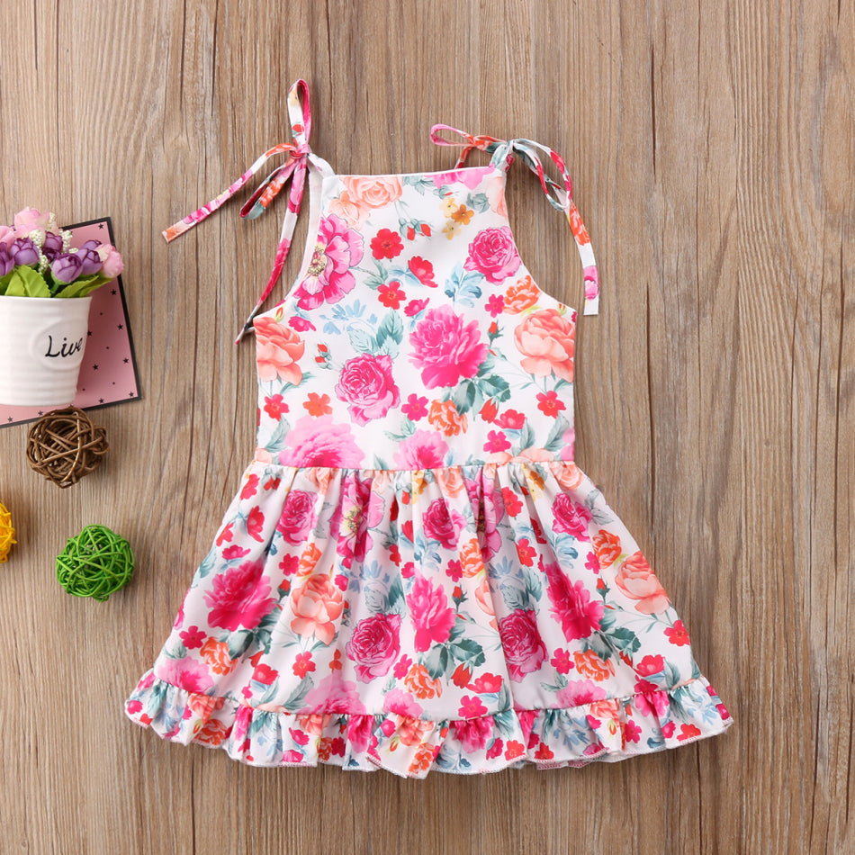 Kid Baby Girl Floral Princess Strap Sundress Summer Casual Dress, zoerea.com
