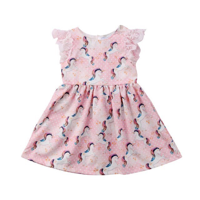 Kid Baby Girls Lace Cartoon Unicorn Party Pageant Tutu Dress Sundress, zoerea.com