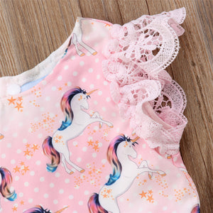 Kid Baby Girls Lace Cartoon Unicorn Party Pageant Tutu Dress Sundress, zoerea.com