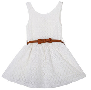 Baby Girls Kids Lace Hollow Out Sleeveless Wedding Party Formal Dress, zoerea.com