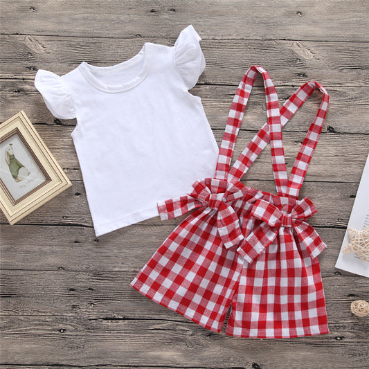 Newborn Baby Girl Clothes Set baby girl T-shirt Tops+Plaid 2PCS Baby, zoerea.com