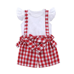 Newborn Baby Girl Clothes Set baby girl T-shirt Tops+Plaid 2PCS Baby, zoerea.com