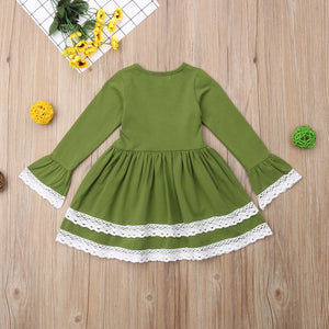 Kids Toddler Baby Girl Cotton Long Sleeve Princess Casual Party Dress, zoerea.com