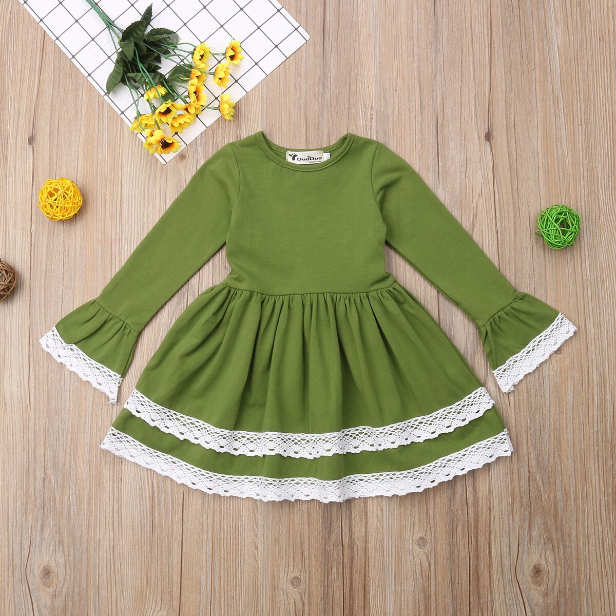 Kids Toddler Baby Girl Cotton Long Sleeve Princess Casual Party Dress, zoerea.com
