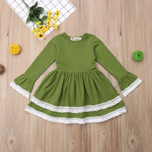 Kids Toddler Baby Girl Cotton Long Sleeve Princess Casual Party Dress, zoerea.com