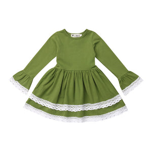 Kids Toddler Baby Girl Cotton Long Sleeve Princess Casual Party Dress, zoerea.com