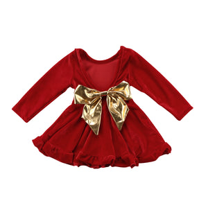 Baby Girl Velvet Princess Dress With BowKnot Party Pageant Birthday Gift, zoerea.com