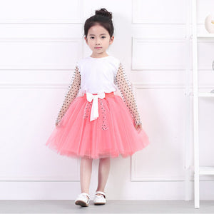 Cute Toddler Baby Girl Long Sleeve Top+Lace  Party Outfit Set Bowknot, zoerea.com