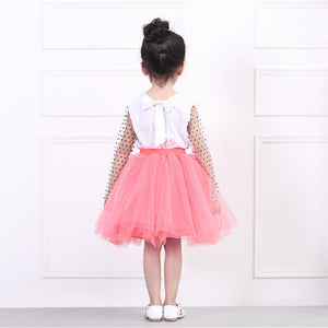 Cute Toddler Baby Girl Long Sleeve Top+Lace  Party Outfit Set Bowknot, zoerea.com