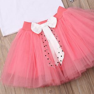 Cute Toddler Baby Girl Long Sleeve Top+Lace  Party Outfit Set Bowknot, zoerea.com