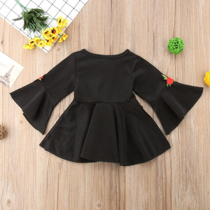 Toddler Kids Baby Girls Lovely  Long Sleeve Ruffle Printing Party Dress, zoerea.com