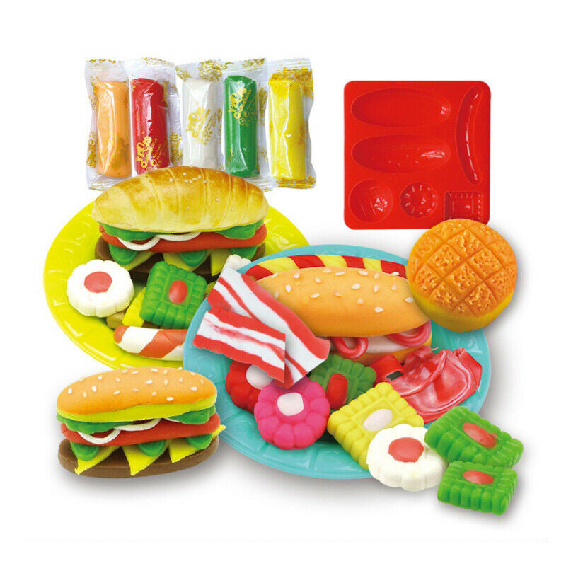 Newest Modeling Dough Hamburger Sandwich Ice Cream Playdough Set, zoerea.com