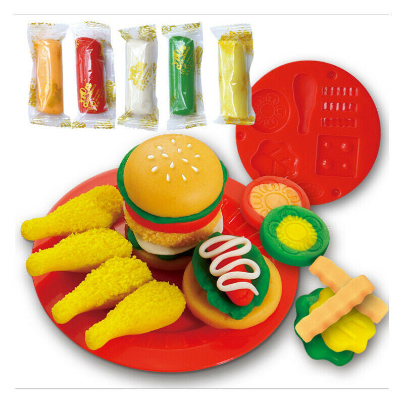 Newest Modeling Dough Hamburger Sandwich Ice Cream Playdough Set, zoerea.com