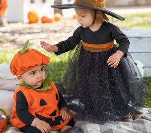 Halloween Toddler Baby Kid Pumpkin Print Romper Jumpsuits Clothes Set, zoerea.com