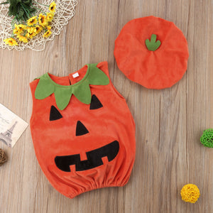 Halloween Toddler Baby Kid Pumpkin Print Romper Jumpsuits Clothes Set, zoerea.com
