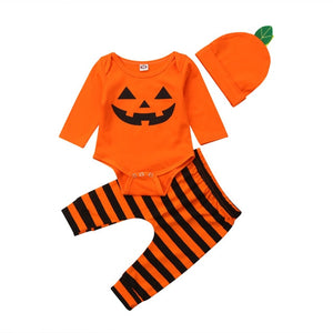 Halloween Newborn Baby Boy Girl Clothes Set Romper Striped Outfit, zoerea.com