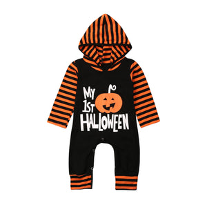 Toddler Baby Boy Girl Clothing Halloween Hooded Romper Stripe Jumpsuit, zoerea.com
