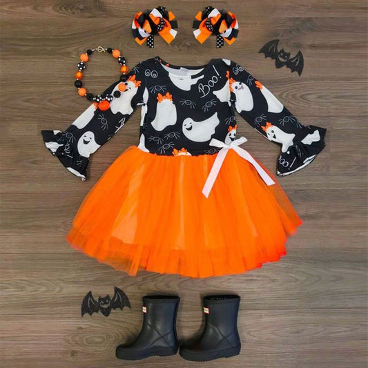 Baby Girls Kid Halloween Party Gown Clothes Sets Long Sleeve Dress, zoerea.com