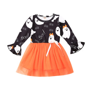 Baby Girls Kid Halloween Party Gown Clothes Sets Long Sleeve Dress, zoerea.com