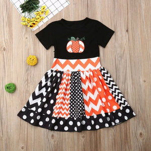 Kids Baby Girls Short Sleeve Clothes Halloween Pumpkin Princess Dress, zoerea.com